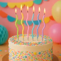 Set 6 lumânări pentru tort, curbate, multicolore, Celebright, 15.5cm