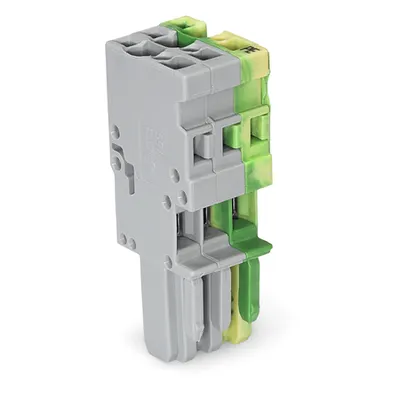 1-conductor female plug; 4 mm²; 3-pole; 4,00 mm²; gray, green-yellow