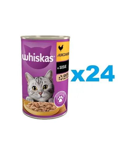 WHISKAS Adult 24x400 g pui in sos, hrana umeda completa pisici adulte