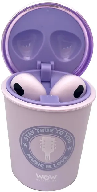 Căști pentru copii WOW Generation - Coffee Cup, wireless, mov
