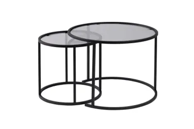 Set 2 masute de cafea BLACK-60-42, negru, 60x60x43 cm