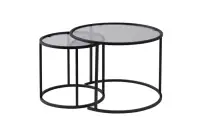 Set 2 masute de cafea BLACK-60-42, negru, 60x60x43 cm