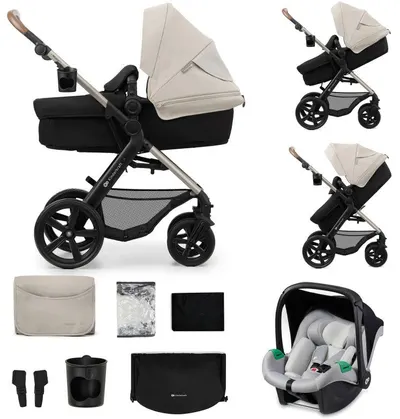 Cărucior combinat 3 în 1 pentru bebeluși KinderKraft - Moov 2, Moonlight Grey