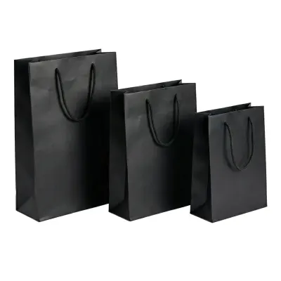 Pungi cadou dreptunghiulare uni - negru (set 12 buc)