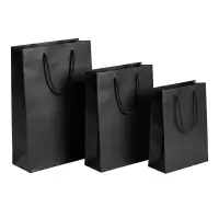 Pungi cadou dreptunghiulare uni - negru (set 12 buc)