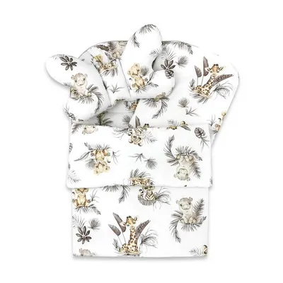 Set 4 in 1 cosulet pentru bebelusi MimiNu Baby Cocoon 75x55 cm Savanna