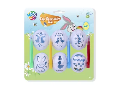 Set de 6 șabloane și 4 carioci pentru decorat ouă
