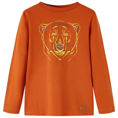 Tricou pentru copii cu mâneci lungi, ruginiu deschis, 116
