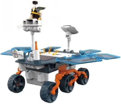 Jucărie de asamblare pentru copii Raya Toys - Robot solar Mars Rover, 46 de piese, albastru