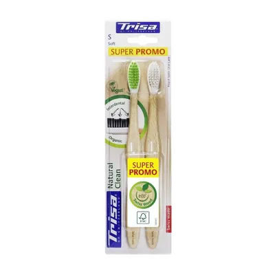 Periuta de dinti vegana Natural Clean Soft Duo, 2 bucati, Trisa