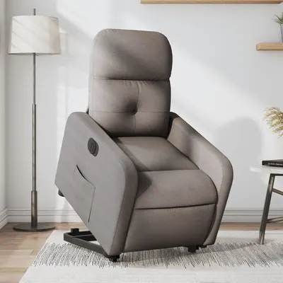 vidaXL Fotoliu electric rabatabil cu ridicare, gri taupe, textil