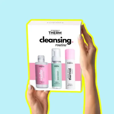 Set curățare CLEANSING ROUTINE rutină completă de demachiere și curățare a tenului cu apă micelară, cleanser spumant și spray cu apă termală