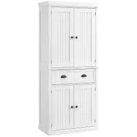 HOMCOM Dulap de bucătărie bufet multi-depozitare rafturi reglabile 4 uși sertar mare 76,2 x 40,2 x 183 cm alb | Aosom Romania
