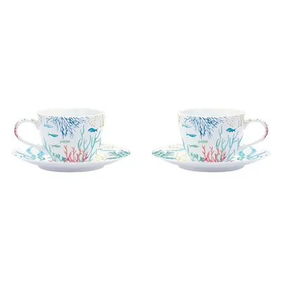 Set porțelan 2 cești și farfurii 110ml Under the sea
