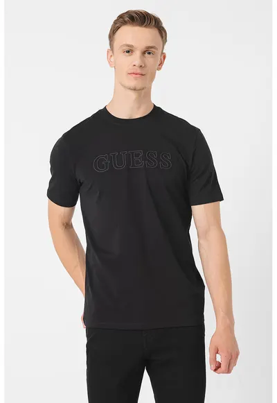 Tricou cu logo in relief - pentru antrenament - Negru