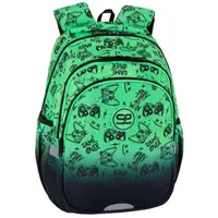 Ghiozdan cu 3 compartimente, Coolpack, Jerry, Game Over, Verde