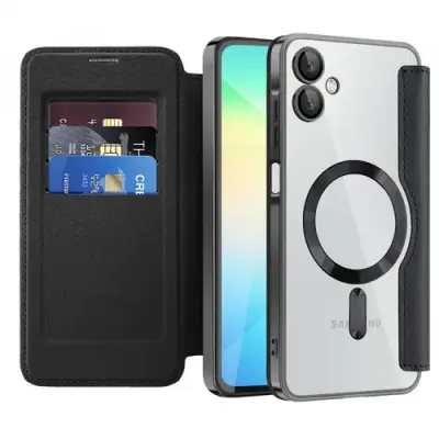Husa MagSafe Techsuit SmartMag Bookpentru Samsung Galaxy A06 A065 (Negru)