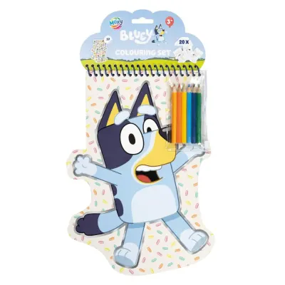 Carte de colorat cu 6 creioane colorate, Grafix, Bluey, 20 pagini