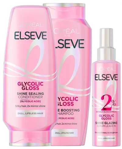 L'Oréal Elseve Set Glycolic Gloss - Șampon, balsam și ser, 400 + 200 + 150 ml