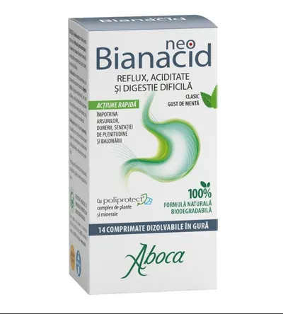 NeoBianacid aroma de mentă, 14 comprimate masticabile, Aboca