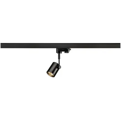 Iluminat decorativ pe sina, BIMA Melodii GU10, pata neagra pentru 240V track 3 faze, cu un singur intitulat, QPAR51, rotund, negru mat, max. 50W, inclusiv. adaptor 3 faze