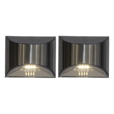 Set de 2 lămpi de perete solare cu LED-uri din oțel inoxidabil Star Trading Wally, înălțime 8 cm
