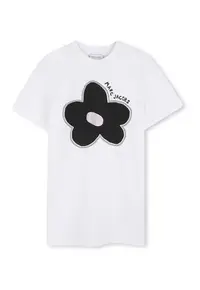 Rochie-tricou cu aplicatii de strasuri - Negru/Alb optic