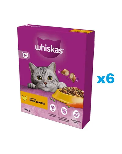 WHISKAS Adult 6x300 g hrana cu pui delicios pentru pisici adulte