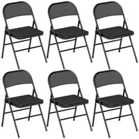 HOMCOM Set de 2 scaune pliante, scaune de birou portabile, picioare din oțel, scaun pliant pentru birou, recepție, sala de așteptare, piele ecologică, negru | Aosom Romania