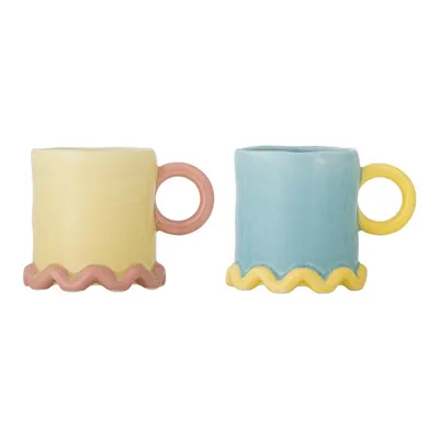 Căni galben-deschis/albastru-deschis 2 buc. din ceramică 350 ml Polly – Bloomingville