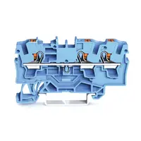 3-conductor through terminal block; with push-button; 4 mm²; with test port; suitable for Ex i applications; side and center marking; for DIN-rail 35 x 15 and 35 x 7.5; Push-in CAGE CLAMP®; 4,00 mm²; blue