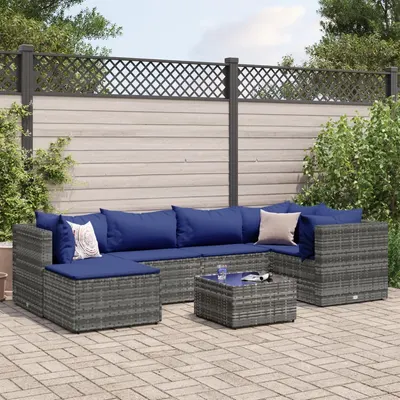 Gossi set mobilier de gradina cu perne, 7 piese, gri, poliratan