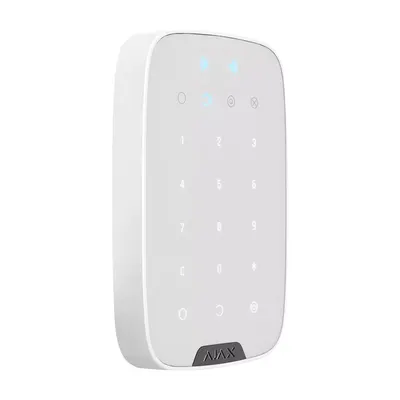 Tastatura touch LED wireless cu cititor de proximitate Ajax KeyPad Plus WH, 868 MHz, RF 1700 m, alb