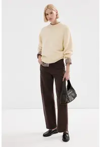 Blugi relaxed-fit cu talie medie - Maro inchis