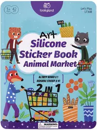 Carte cu stickere Tooky Land - Animale din piață, 2 în 1