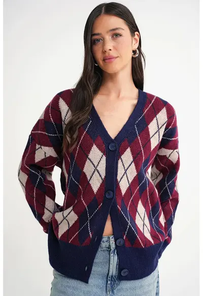 Cardigan - Supradimensionat - Tricot - Albastru marin