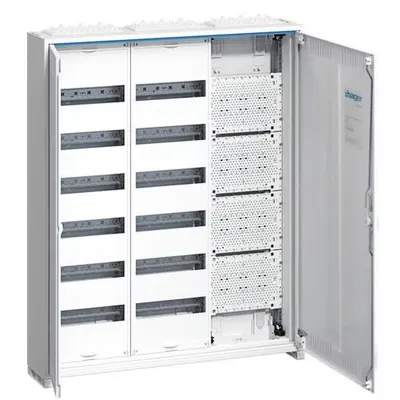 Tablouri de distributie IP31 cu sectie multimedia 144 module (6X24), aplicat Hager Univers FWB63K1