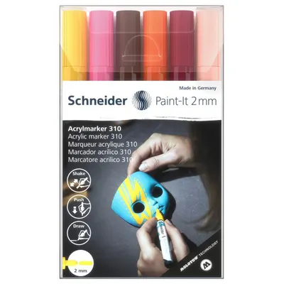 Marker acrilic, varf 2mm, 6buc/set 3, Paint-It 310, Schneider