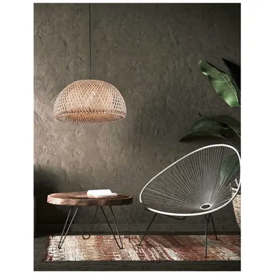 Lampa suspendata SCARLET Natural Bamboo Negru PVC Wire & Baza LED E27 1x12 Wat 230 Volt IP20 Fara bec