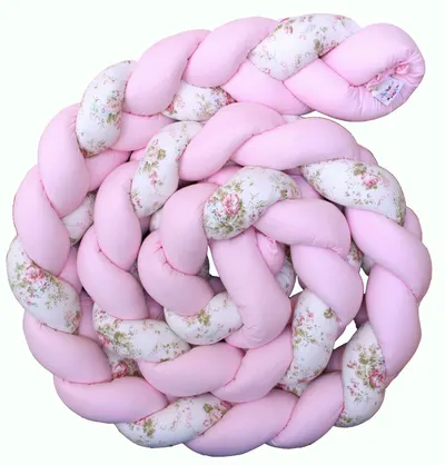 Apărătoare pentru pătuț Blossom Bay - 330 cm, roz cu flori