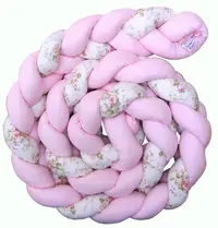 Apărătoare pentru pătuț Blossom Bay - 330 cm, roz cu flori