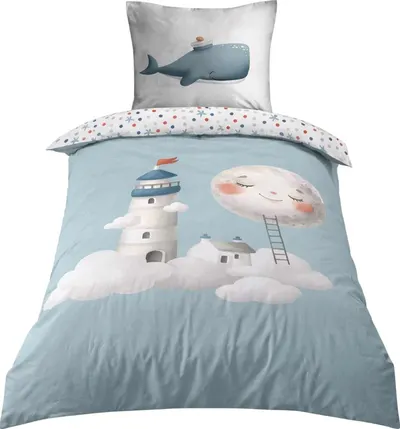 Set de lenjerie pentru copii STOF - Moby, 140 x 200 cm, 2 piese, Albastru