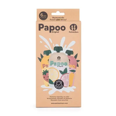 Set de pungi PetiteMars Papoo pentru mancare reutilizabile fara BPA 150 ml Multicolor