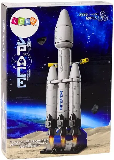 Constructor Lean Toys - rachetă spațială cu 3 etape, 69 piese