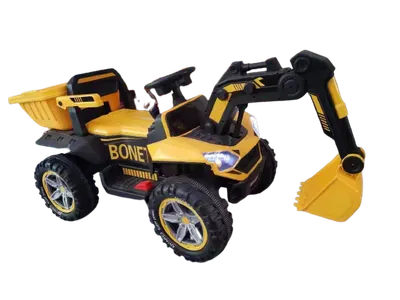 Excavator + bascula electrica Kinderauto Bonet 60W 12V, Telecomanda, culoare galbena