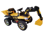 Excavator + bascula electrica Kinderauto Bonet 60W 12V, Telecomanda, culoare galbena