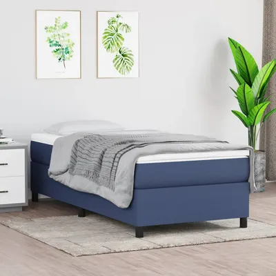 vidaXL Cadru de pat cu arcuri țesătură albastră 90x200 cm