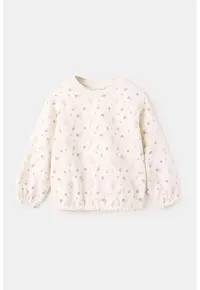 Bluza din bumbac cu model floral - Bej/Kaki/Crem