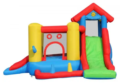 Saltea gonflabila Play Center 7 in 1 cu doua tobogane, spatiu de catarat, loc pentru sarituri si loc de joaca cu bile