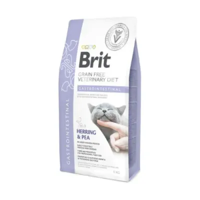 BRIT VD Gastrointestinal, Hering, dietă veterinară, hrană uscată fără cereale pisici, sistem digestiv, 5kg
